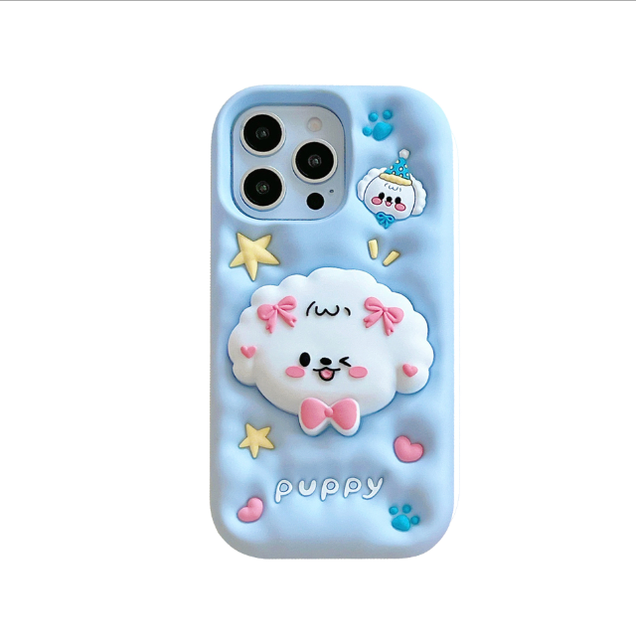 Stock Cute Cartoon Bear Soft Silicone TPU Shockproof Mobile Phone Case for Popular Models Includes Phone Grip