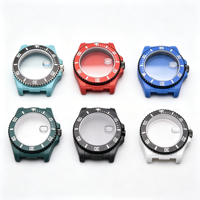Boîtier de plongée personnalisable en fibre de carbone avec verre saphir pour mouvement NH35/NH36, montre 40 mm disponible en 6 couleurs