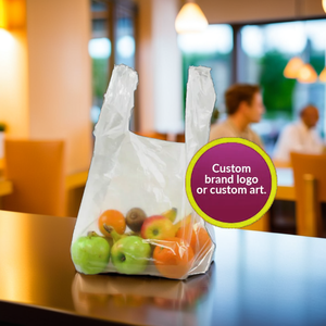 Camisetas con logotipo personalizado, bolsas para llevar, portador de plástico transparente para envasado de alimentos, varios tamaños - Product Image 1