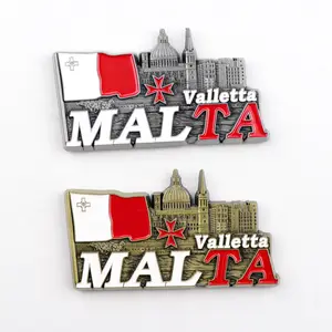 Aimant de réfrigérateur souvenir touristique de Malte en métal 3d en alliage de zinc sur mesure en gros