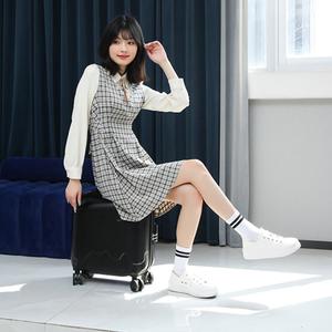 กระเป๋าเดินทางล้อลากไอศกรีมโรลเลอร์ ขนาด 18 นิ้ว น้ำหนักเบา สำหรับผู้หญิง ล้อหมุนเงียบ สีพื้น ปิดด้วยซิป - Product Image 2