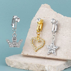 Lingchee, anillo <span class=keywords><strong>de</strong></span> <span class=keywords><strong>ombligo</strong></span> <span class=keywords><strong>falso</strong></span> <span class=keywords><strong>de</strong></span> acero inoxidable personalizado, anillos <span class=keywords><strong>de</strong></span> <span class=keywords><strong>ombligo</strong></span> sin perforación, corazón, estrella, cristal, para el cuerpo <span class=keywords><strong>Piercing</strong></span>, joyería - Product Image 2