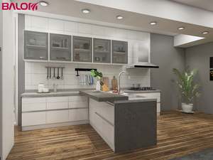 Fabricant de cuisines sur mesure de haute qualité en Chine, armoires de cuisine en mélamine, contreplaqué, armoires de cuisine à finition brillante - Product Image 2