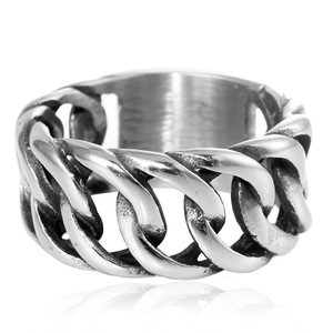 yunnique Men's <b>Titanium</b> Steel Motorcycle Chain <b>Ring</b> Hollow Geometric Design Size 27 Fashion Jewelry Gift - Product Image 3