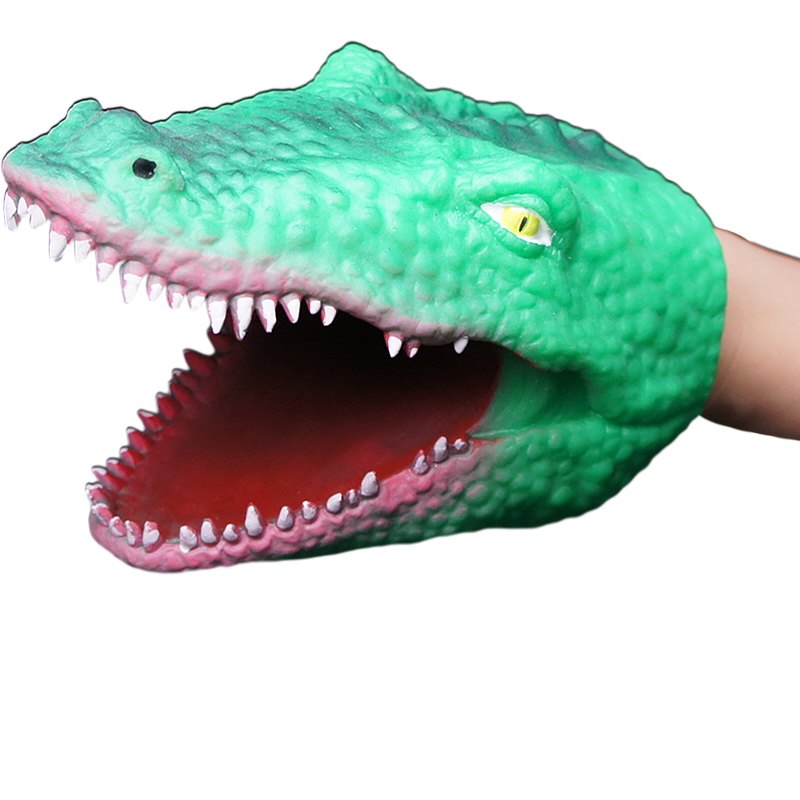 OEM ODM фабричная мягкая пластиковая животная ручная кукла Резиновая крокодиловая игрушка Реалистичная крокодиловая ручная кукла