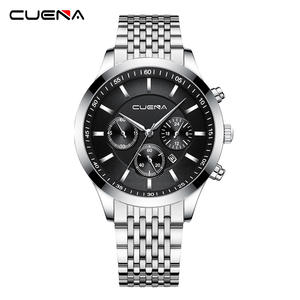 CUENAメンズビジネスクォーツ時計カレンダー表示ローマ番号ダイヤルアナログステンレス鋼ストラップ腕時計 - Product Image 6
