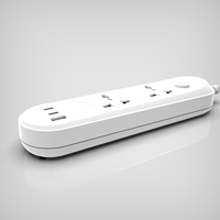 Multiprise universelle 2-4 voies 2M avec 1 prise USB et 2 ports Type-C, câble en cuivre PP pour maison et bureau