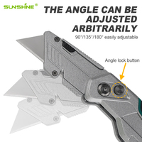 Couteau utilitaire pliable multi-angles SUNSHINE avec rangement de lames, en alliage d'aluminium, couteau pliant EDC avec clip, lames de rechange SK5