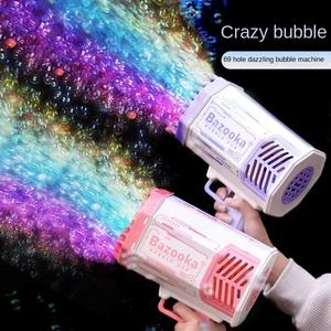 Net Red Super Large Máquina automática de burbujas de mano Lanzacohetes de 69 agujeros con luz Gatling Juguete para niños Hecho de plástico - Product Image 4