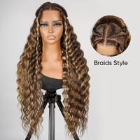 4/27 prédécoupé 13x4 ondulé dentelle avant perruque Transparent brun brut cheveux humains tresses pour les femmes noires avec des reflets bruns