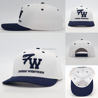 Casquette de baseball unisexe de luxe OEM en coton à 5 panneaux bicolore avec logo brodé 3D personnalisé, ajustable, style « Dad Hat » pour l'extérieur