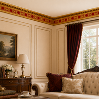 Moulures de corniche en PS rouge doré de luxe Banruo, style européen, moulures décoratives pour plafond, pour la décoration intérieure