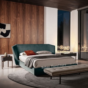 Nội Thất Phòng Ngủ Gia Đình Hiện Đại Kiểu Mỹ Giường Cỡ King Bọc Nhung Màu Xám Thanh Lịch Giường Đôi Hình Thoi Đẹp Cho Khách Sạn Thiết Kế Mới - Product Image 2