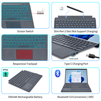 Keyboard Nirkabel Surface Pro 8 dengan Touchpad Keyboard Lepas Pasang Berlampu Latar untuk Microsoft Surface Pro X Surface Pro 9