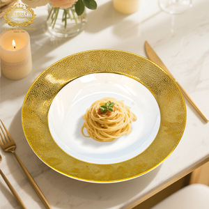 Top End Thương Hiệu Nổi Tiếng 4Pcs Nổi Đầy Đủ Vàng Trang Trí Xương Trung Quốc Bữa Ăn Tối Tấm Món Ăn Súp Tấm Với Bát Đặt Bữa Ăn Tối - Product Image 3