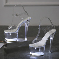 Sandales à Talons Hauts Lumineuses Sexy Plateforme Nuit Club Chaussures de Danse Poteau pour Dames