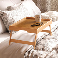 Plateau de lit pliable en bambou avec poignées, support pour ordinateur portable, plateau de petit-déjeuner, plateau de repas pour canapé et lit, vente en gros