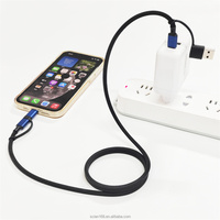Nouvelle arrivée 60W PD USB C 3A Câble de charge rapide Matériau GRS Câble de données de charge 2 en 1 avec logo lumineux pour iPhone 15 pro max
