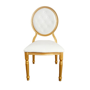Sedia da Matrimonio in Metallo Dorato di Lusso per Ristoranti <span class=keywords><strong>e</strong></span> Banchetti con Schienale Rotondo - Product Image 1
