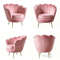 Fauteuil d'appoint en velours fleuri CARLFORD, style moderne, avec pieds dorés, pour la maison, le salon ou l'hôtel