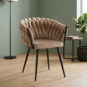 Luxury Tufted Velvet Dining Armchair Upholstered Accent <b>Chair</b> with Gold Metal Legs Modern Home Hotel Apartment Furniture - Product Image 4