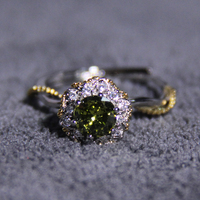 Bijoux fins OEM Or blanc 18 carats 0,52 ct Diamant 1,23 ct Bague en tsavorite verte démoïde Classique 3.74g pour mariage Bijoux de confiance