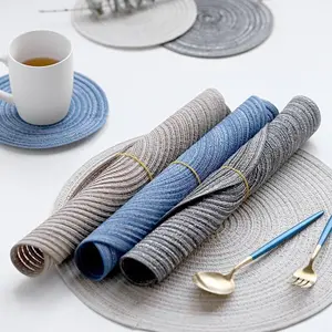 大型圆形pvc编织餐垫中国新型设计编织乙烯基餐垫