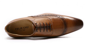 รองเท้าหนังอิตาลีสีดำแบบผูกเชือกของ Felix Chu รองเท้าหนังกลับ Brock สำหรับผู้ชาย - Product Image 3