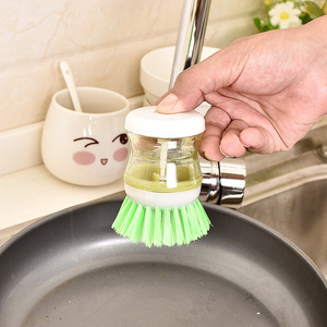 Dishwashing <b>Brush</b> With Liquid Soap Dispenser Nylon Bristles For Pot Cleaning - Product Image 3