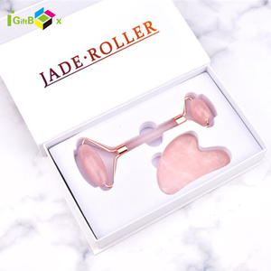 Custom Logo Luxury Pink Face Natural Beauty Jade Roller Gift Set Jewelry Packing Packaging Cardboard Jade Roller Gua Sha Box