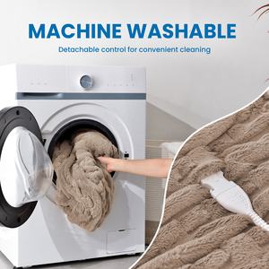 <span class=keywords><strong>Couverture</strong></span> <span class=keywords><strong>chauffante</strong></span> <span class=keywords><strong>électrique</strong></span> OEM/ODM, douce en peluche, fausse fourrure et flanelle, chauffage rapide, lavable en machine, protection contre la surchauffe - Product Image 4