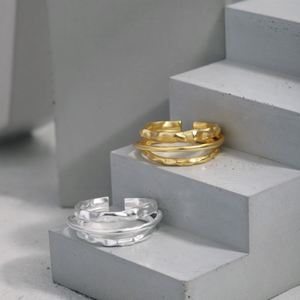 Bague de fiançailles Dylam style métallique ODM OEM de luxe en or 18 carats avec halo, bague ajustable en argent pur 925 - Product Image 5