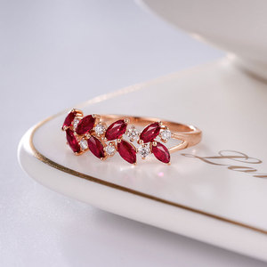 Dropshipping Phổ Biến 18K Vàng Tự Nhiên <span class=keywords><strong>Ruby</strong></span> Kim Cương Nhẫn Với Đá Quý Tự Nhiên - Product Image 2