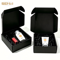 Boîte cadeau en carton ondulé noir avec logo personnalisé, laminage mat, recyclable, écologique, emballage pour cosmétiques, rouge à lèvres, soins de la peau