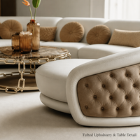 Modernes Geschwungenes Halbmond-U-förmiges Sofa-Set Wohnzimmer Runde Möbel Gestepptes Rundes C-förmiges Stoffsofa