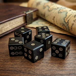 Dés à six faces en corne noire faits à la main, répliques historiques vikings médiévales de qualité supérieure, ensemble de dés D6, répliques de musée, fabricant et exportateur en gros - Product Image 1