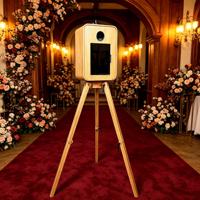 Coque de photomaton en bois pour iPad pour mariage et fête, compatible avec appareil photo reflex numérique et DSLR, avec flight case, impression en libre-service, capacité 15 personnes