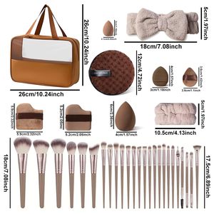 HGHDBT Kit trucco professionale 40 pezzi marrone pennelli per il trucco con custodia Multi-funzionale strumento per il trucco del viso per la miscelazione - Product Image 3