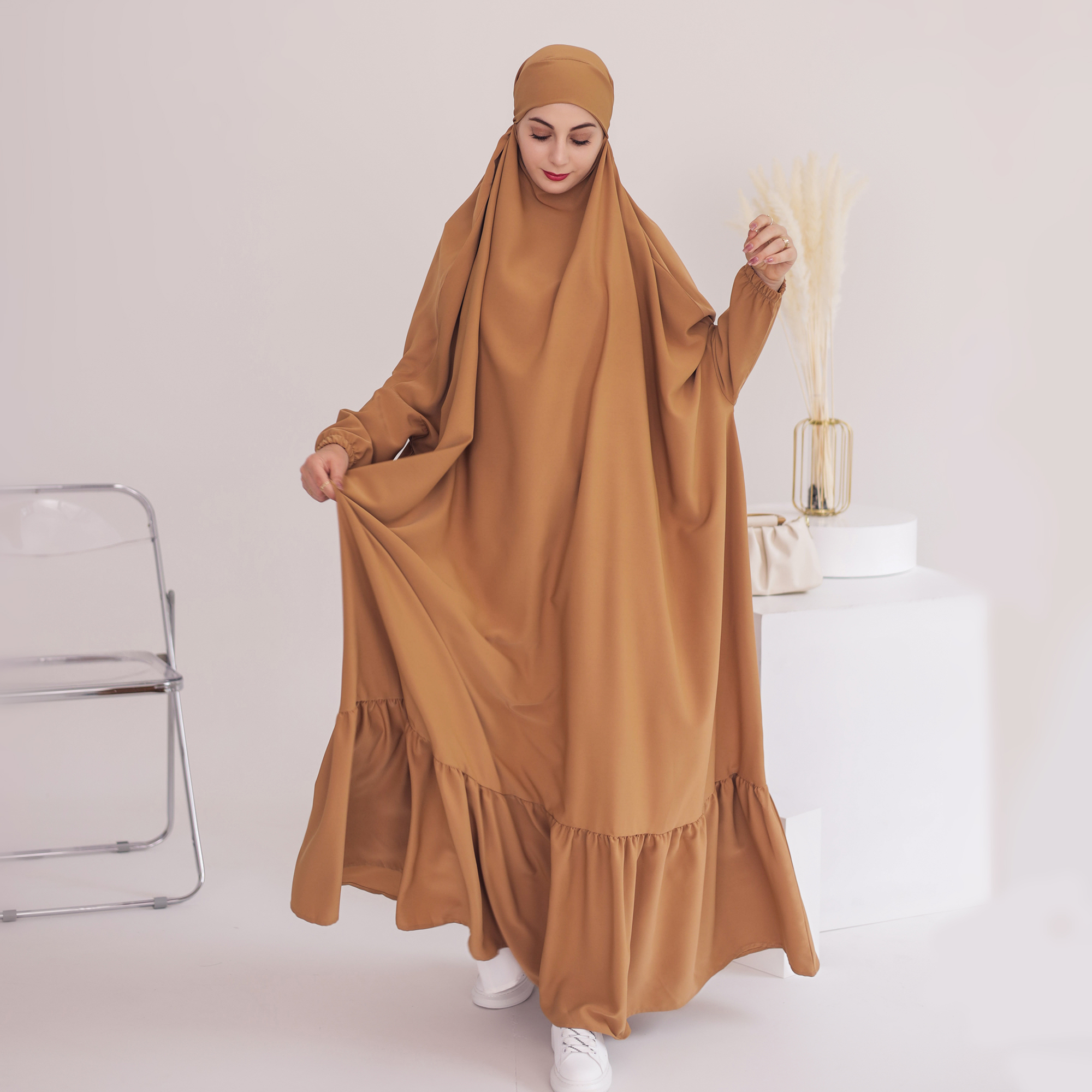 Abaya Lieferant One Piece Jilbab Muslimisches Gebets kleid Overhead Khimar Jilbab Abaya Islamische Robe