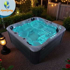 อ่างอาบน้ำทรงสี่เหลี่ยมแบบตั้งพื้นพร้อมระบบนวดตัวแบบวนวน ยี่ห้อ Balboa สำหรับ 5 คน ใช้กลางแจ้ง พร้อมหมอนรองศีรษะแบบเคลื่อนย้ายได้ และหัวฉีดน้ำ <span class=keywords><strong>52</strong></span> หัว - Product Image 1