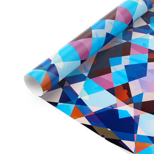 Vente en gros de papier d'emballage d'anniversaire de haute qualité bleu graffiti abstrait emballage cadeau enduit CMJN couleur supérieure artisanat - Product Image 6