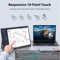 Moniteur tactile portable de 21,5 pouces, écran tactile d'ordinateur 1080P, support VESA, HDMI et USBC pour téléphones, PC, entreprise, noir