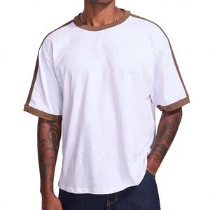 T-shirt col en V, style décontracté, tendance, uni, vintage, tricoté, coupe régulière, extensible, logo personnalisé sur le devant, séchage rapide - Product Image 1