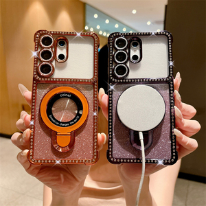 เคสโทรศัพท์มือถือขอบเพชรหรูหรา พร้อมขาตั้งแม่เหล็ก สำหรับ Samsung S25 S24 ฝาหลังสำหรับ S26 Ultra - Product Image 4