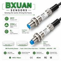 Sensor de Proximidad Inductivo M8, Conector M12, 2 mm, NPN NO NC, PNP NO NC, 4 Tipos, IP67, 2 kHz, RoHS