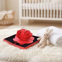 Boîte à bijoux double pour bagues Saint-Valentin, personnalisable, pour demande en mariage, avec fleur éternelle, vente en gros