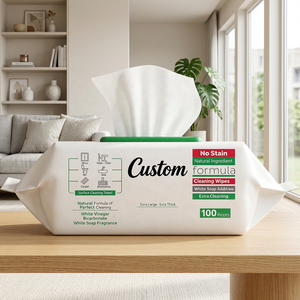 Lingettes nettoyantes personnalisées pour cuisine et salle de bain, jetables, blanches, parfumées au savon, avec formule au <span class=keywords><strong>vinaigre</strong></span> naturel et au bicarbonate de soude - Product Image 2