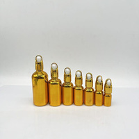 Flacons d'huile essentielle en verre électroplaqué or, vides, de 30 ml, 50 ml, 100 ml, avec compte-gouttes, pour cosmétiques et aromathérapie