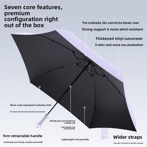 <span class=keywords><strong>Parapluie</strong></span> de poche pliable en 6 sections, classique, manuel, anti-UV, avec revêtement noir, logo personnalisé OEM, pour femmes, filles et entreprises - Product Image 4