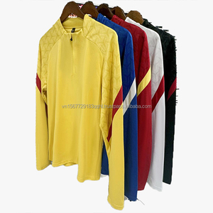 เสื้อฟุตบอลแขนยาวแบบซิปครึ่งตัว พิมพ์ลาย ระบายอากาศ ป้องกันรังสียูวี แห้งเร็ว ชุดเซ็ตสำหรับฝึกซ้อม ยูนิเซ็กซ์ เหมาะสำหรับวิ่งออกกำลังกายกลางแจ้ง - Product Image 1